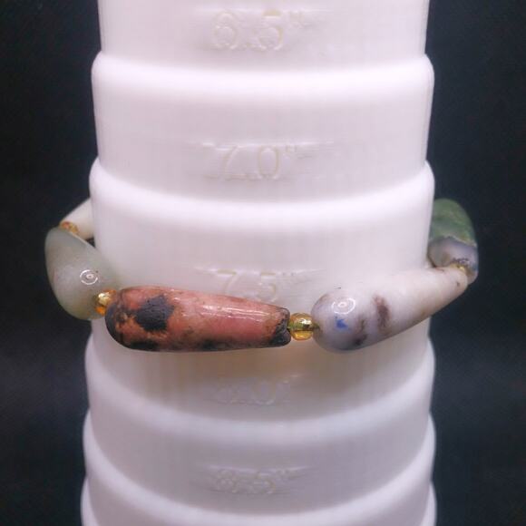 Artisan Tear Drop Agate Bracelet Natural Gemstone Stretch Beaded Unisex NEW - Picture 6 of 12